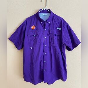 Columbia Men's Omni-Shade Purple Performance Fishing Gear Shirt, Size Large